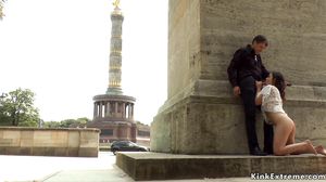 Petite brunette banged in crowded bar