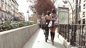 Spanish cutie gangbang in public bar