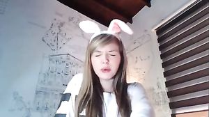 cute bunny rides a big dildo on webcam