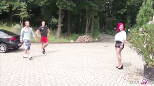 Redhead German Tattoo Cougar Red Storm at Threesome