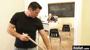 Blonde teacher fucks a handsome student