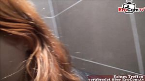 public blowjob from german redhead teen slut