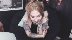 Inked Babe Riding That Dildo