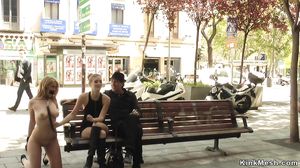 Busty blonde fucked in crowded boutique