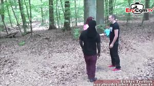 german skinny amateur redhead teen outdoor threesome
