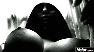 Busty chick plays with a friend’s dick