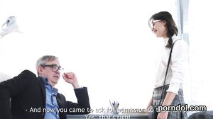 Pretty college girl gets teased and shagged by older te