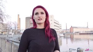 GERMAN SCOUT - Redhead College Teen Melina talk to Fuck