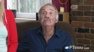 Naughty blonde teen delights grandpas