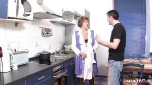 Grandson Seduce Hairy Granny to Fuck - German Vintage P