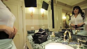 Tattooed sheshaft fucked and facialized