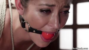 Hubby bangs big ass wife in bondage