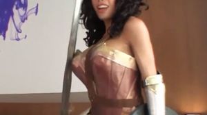 Ladyboy in wonder woman uniform fucked
