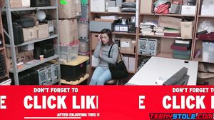 Brunette teen with tattoos rides big cop dick