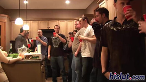 Slutty blonde gets nailed at a party