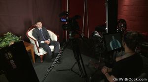 Busty shemale gives anal to athlete