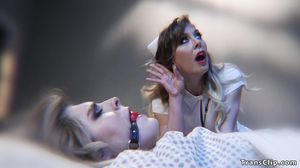 Shemale nurse fucking busty brunette