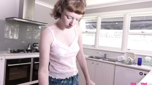 Hairy Girl Playing With Cucumber