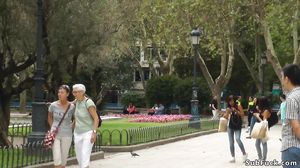 Small tits slave banged in public shop