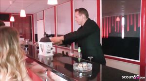 Wife Suck Stranger Dicks while Husband Fuck her in Bar