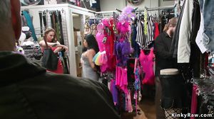 In public clothing store sub anal banged