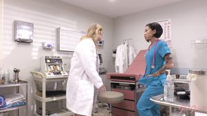 Kleio Valentien fucks her gorgeous nurse Honey Gold in