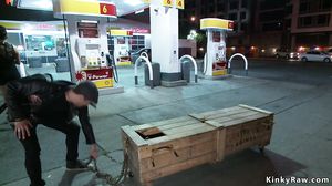 Slave anal fucked at punk public show