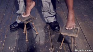 Ebony strapped and locked in device