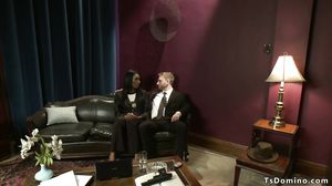 Black shemale cop anal fucks colleague