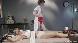 Shemale nurse fucks busty patient