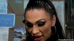 Redhead ebony anal banged by TS domme