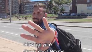 Straight latino gives blowjob in public