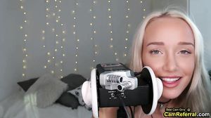 Strange Yet Sexy Girl Begins To Lick On Plastic ears