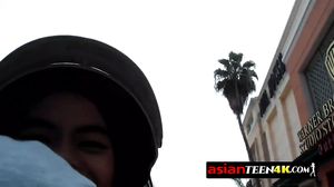 Playing with this Asian teen's pussy