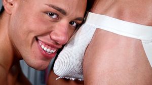 Handsome twink buddies in towels