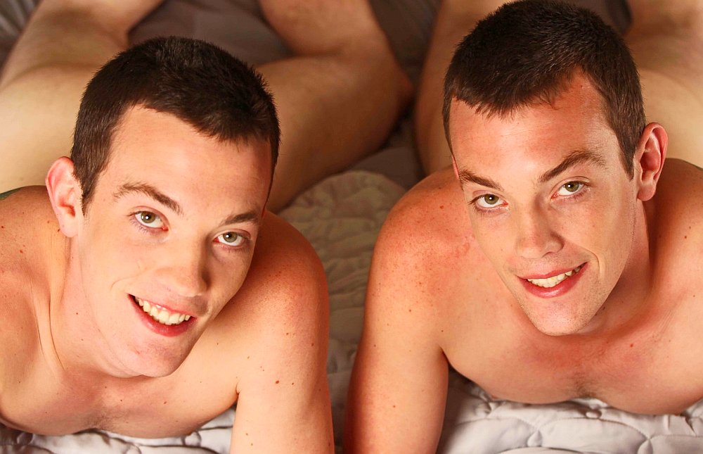Identical twin brothers jerking off
