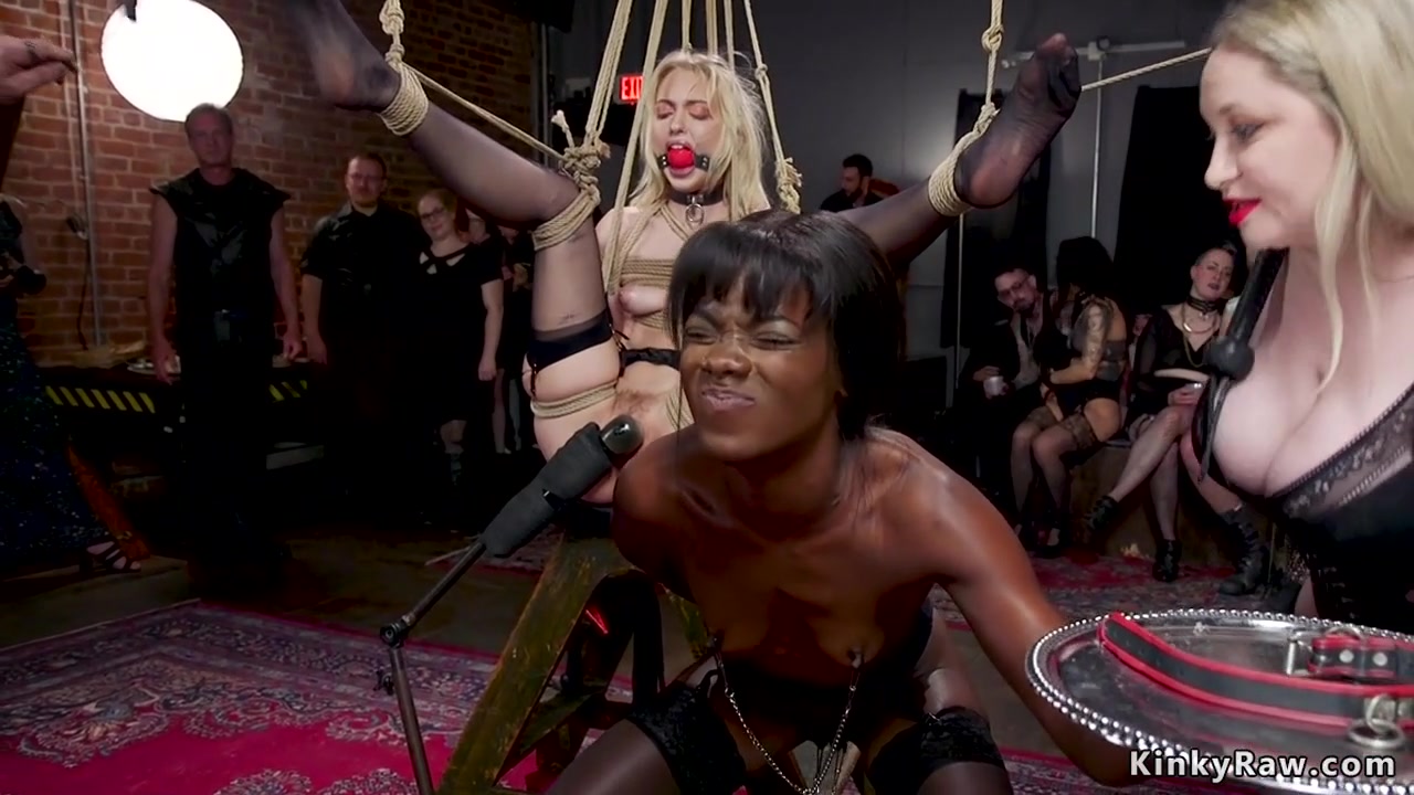 Submissive interracial slaves are fucked