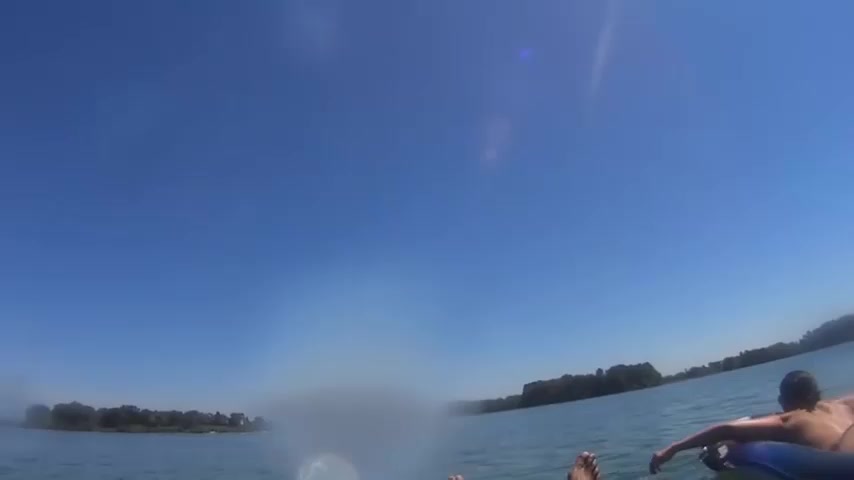 French wife gives a talented blowjob floating on rafts