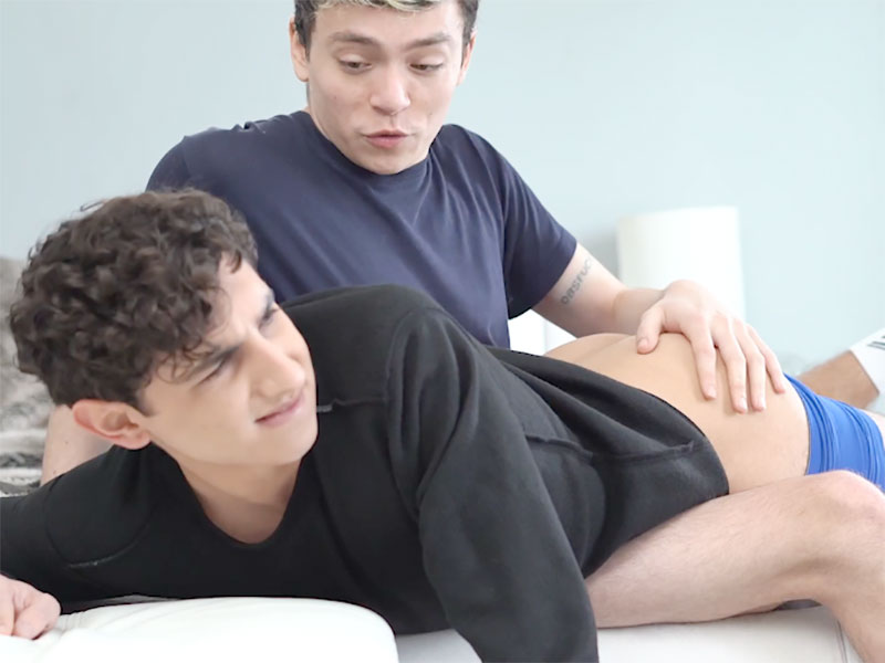 Twink spreads his ass cheeks for stepbro