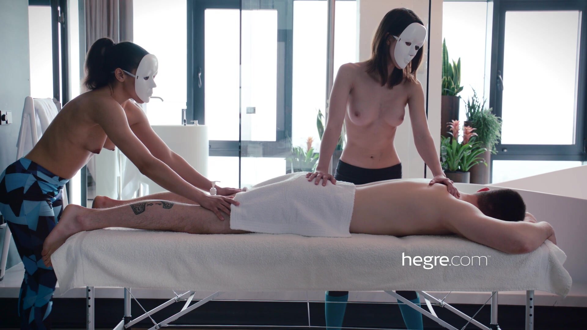 Hegre - Four Hands Masked Lingam Massage 2