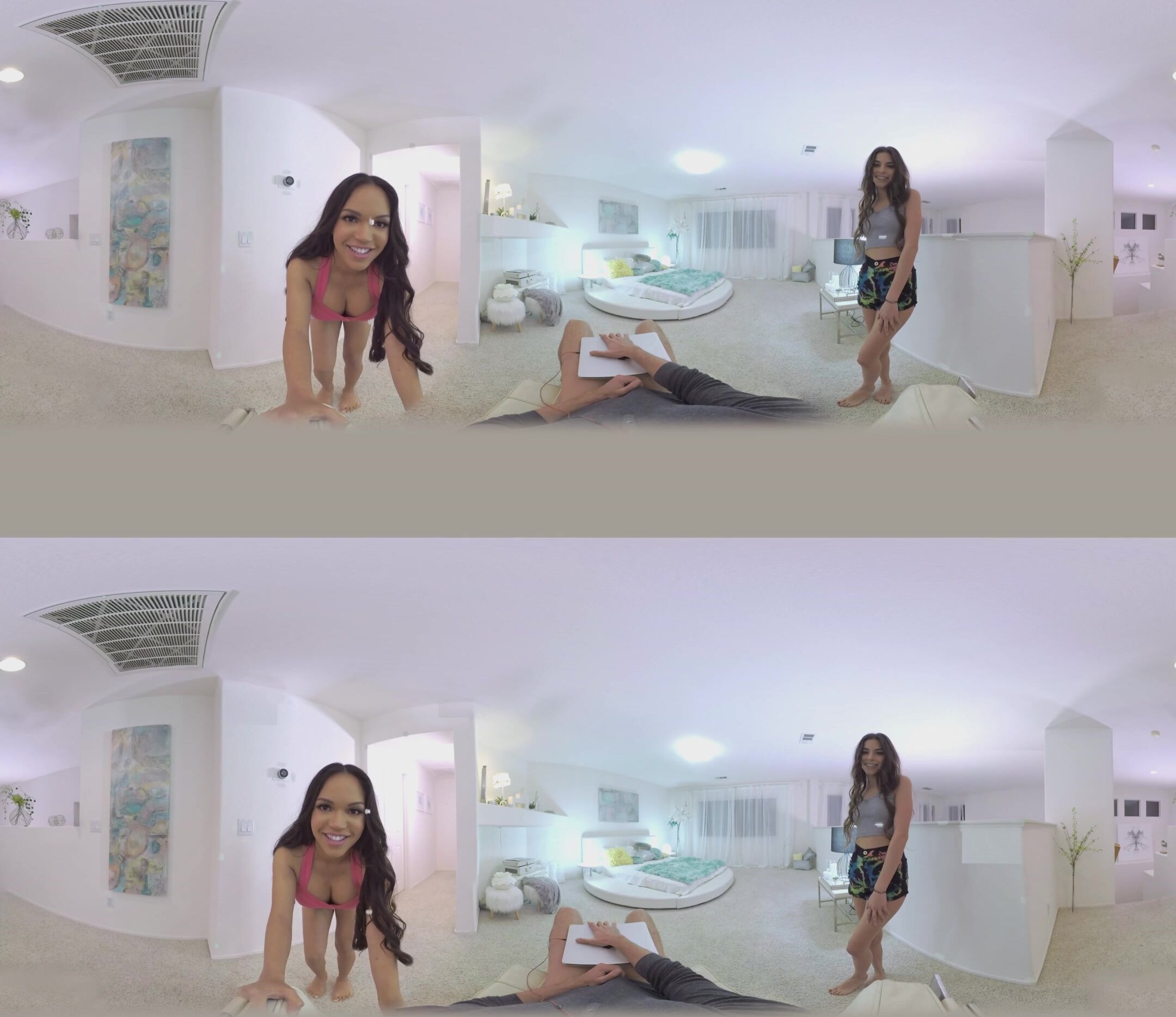 Vr360 Step Sister And Friend Catches Step Brother Jerki