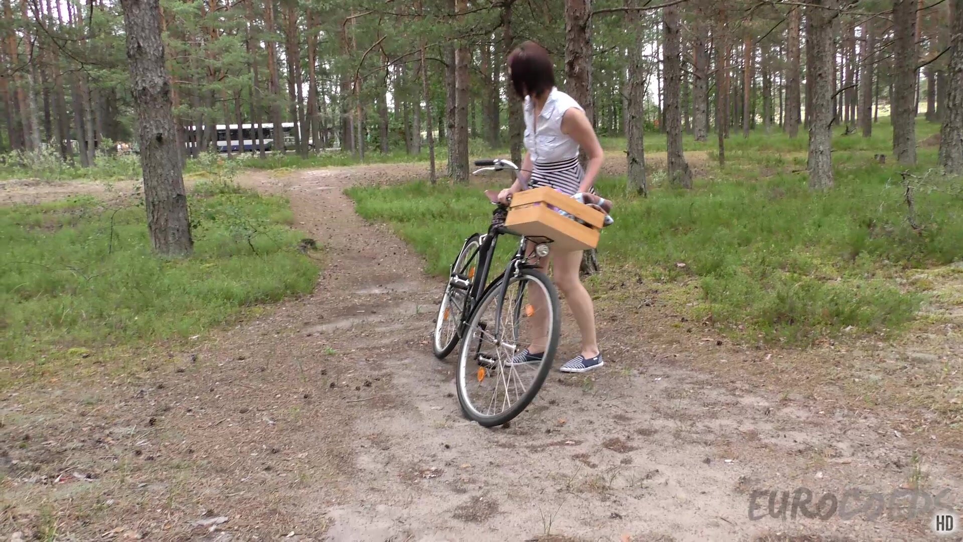 Sonja Naked Bike Riding in the Forest Then Masturbating