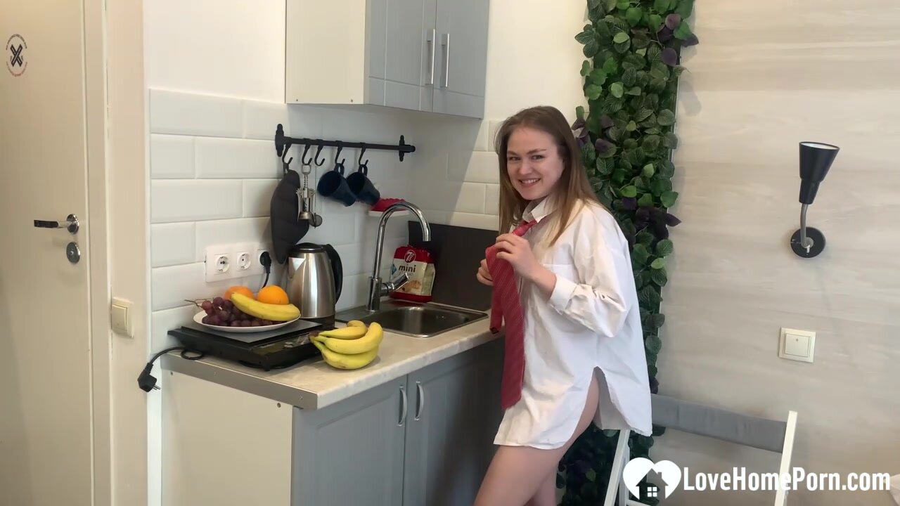 Very naughty masturbation session in the kitchen