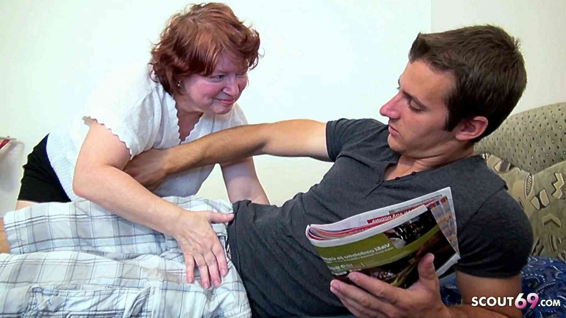 Stupid old German granny seduces virgin Young Guy to fu