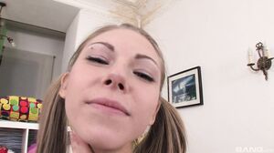Perfect pigtailed blonde just turned 18 and is ready for anal