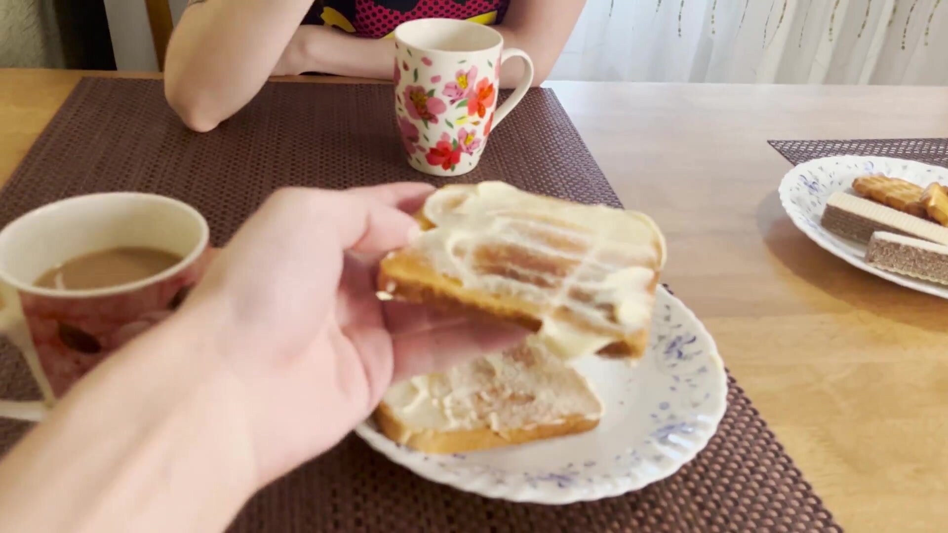 PollyDollie - I had breakfast with my stepbrother's dick while my Dad doesn't see