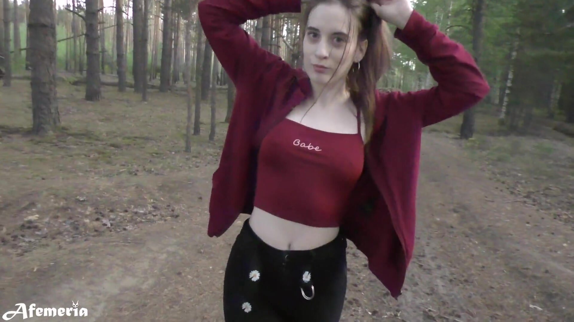 FemFoxFury - Doggystyle Fucked Girl Walking in the Forest with Naked Tits