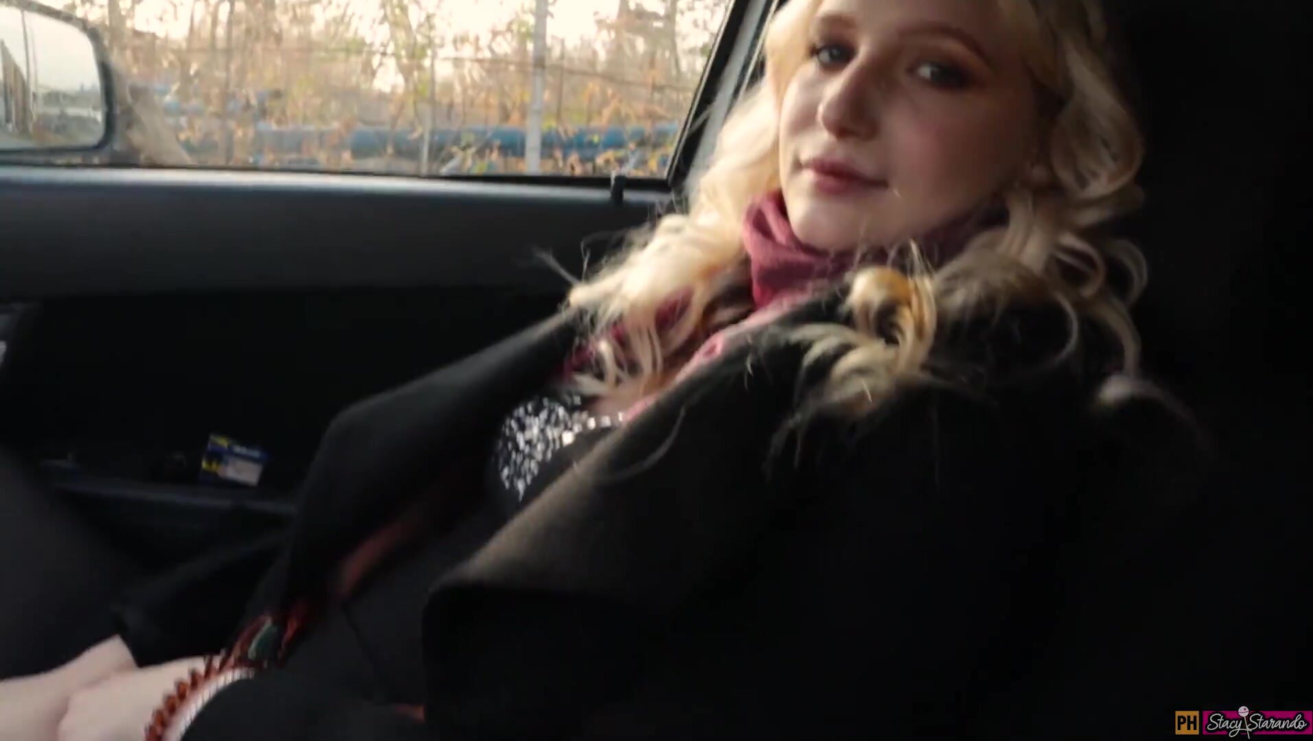 Alice Novak - Horny Teen Girl Masturbates Pussy And Moans Loudly In Public In Car