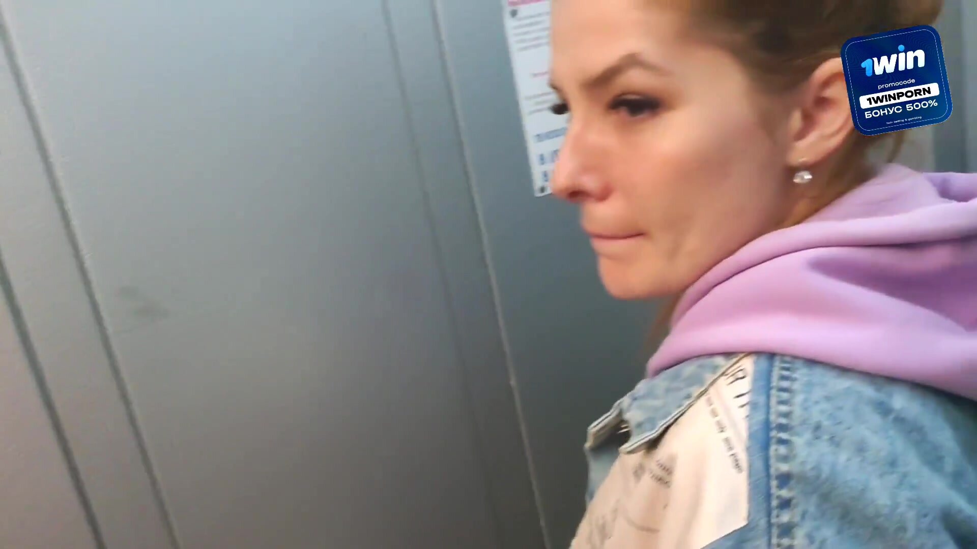 BabbyLittle - sex in the elevator with a neighbor. deep blowjob.