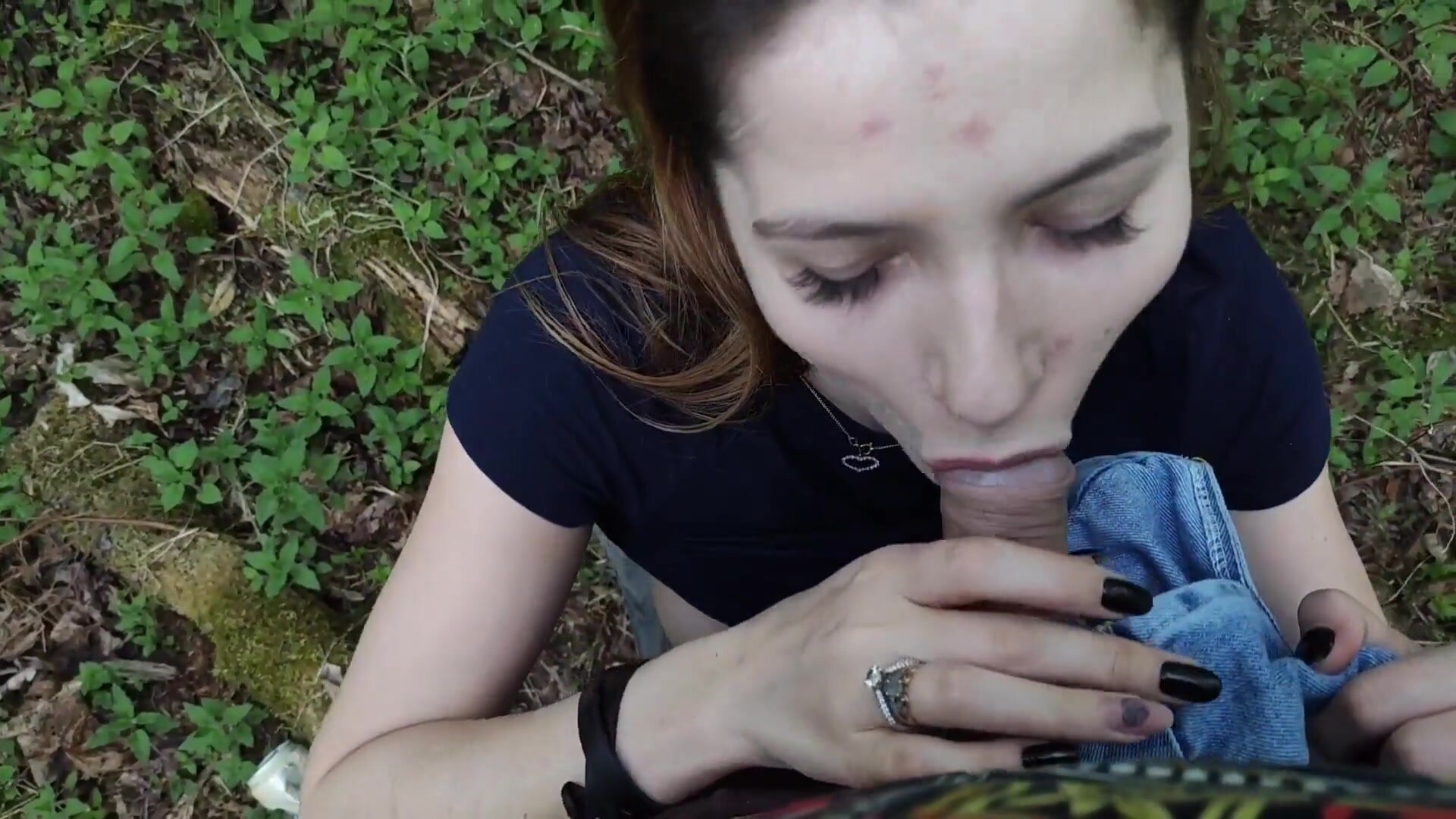 BabbyLittle - slobbery blowjob in the forest to an unknown guy
